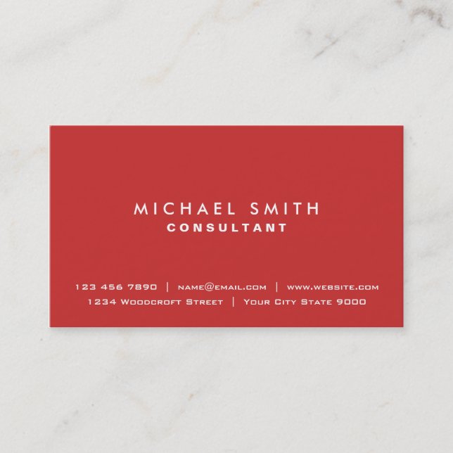 Carte De Visite Rouge moderne simple simple professionnel élégant (Devant)