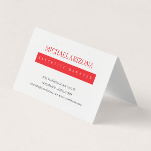 Carte De Visite Rouge Noir & Blanc Minimaliste Simple Moderne