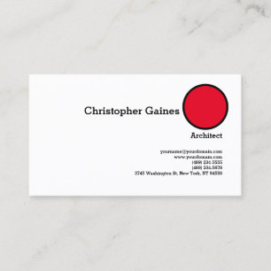 Carte De Visite Rouge Noir Blanc Simple Plain Architect Profession