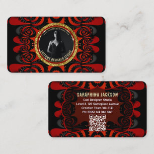 Carte De Visite Rouge Noir + Or Funky Gothique Créatif