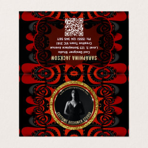 Carte De Visite Rouge Noir + Or Funky Gothique Créatif