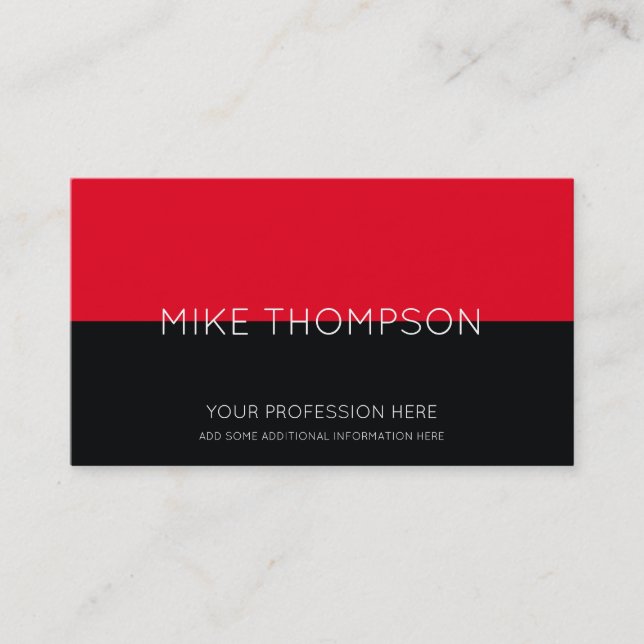 Carte De Visite rouge & noir, simple, cool & moderne (Devant)