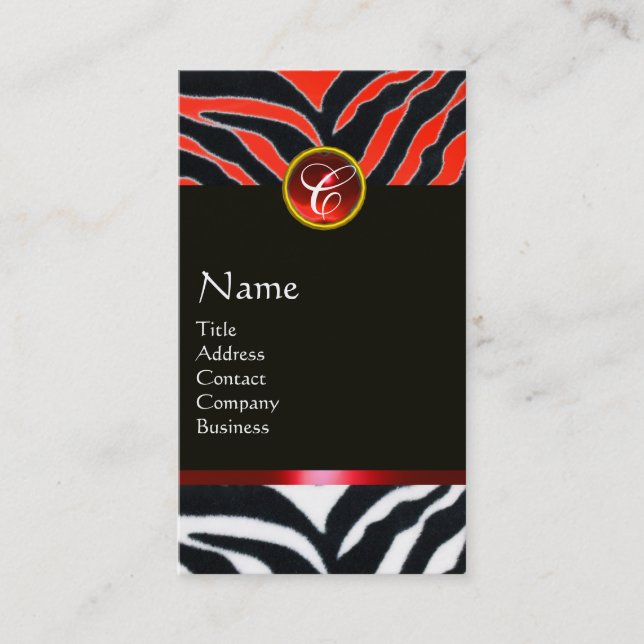 Carte De Visite ROUGE NOIR ZEBRA FUR MONOGRAM, Ruby (Devant)