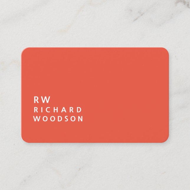 Carte De Visite Rouge orange gras avec    nom entrepreneur initial (Devant)