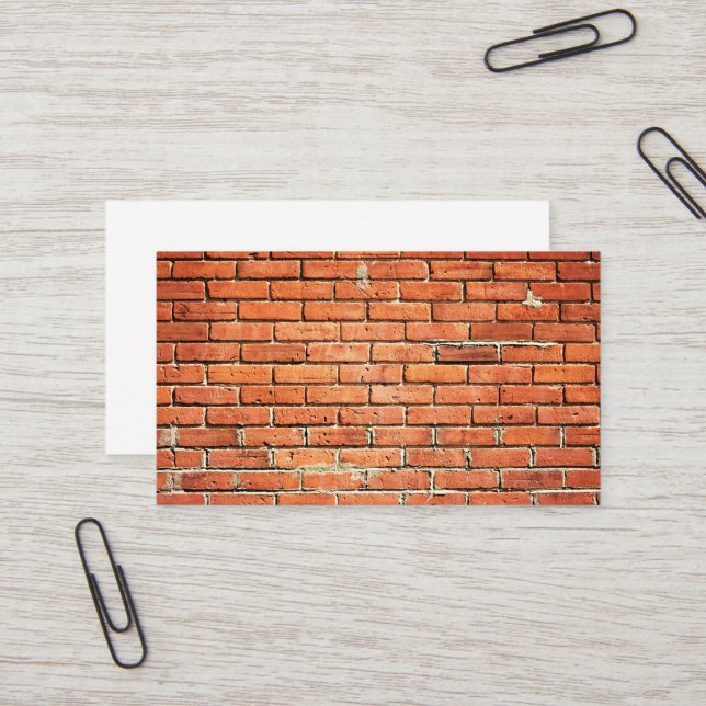 Carte De Visite Rouge Orange Petit Mur de Brick Urbain (Devant/Arrière en situation)