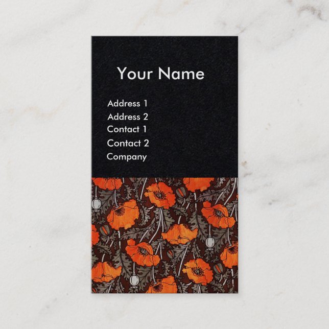 Carte De Visite ROUGE POPIES Floral Ruby Monogramme Livre blanc no (Devant)
