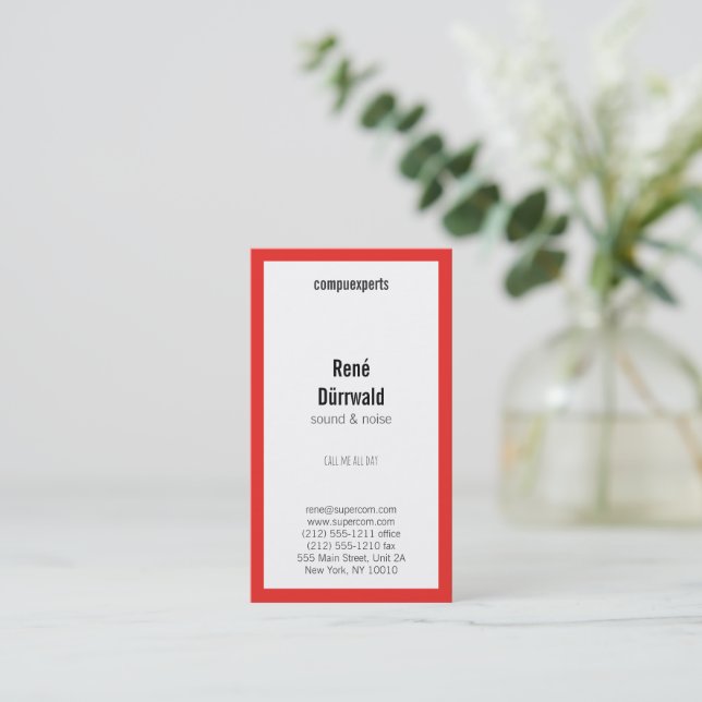 Carte De Visite Rouge professionnel (Debout devant)
