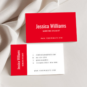 Carte De Visite Rouge professionnel minimaliste personnalisable