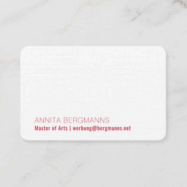 Carte De Visite Rouge réduit minimal (Devant)