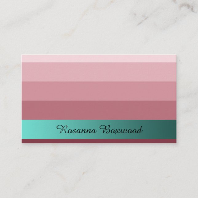 Carte De Visite Rouge Rose dégradé avec texte personnalisé Turquoi (Devant)