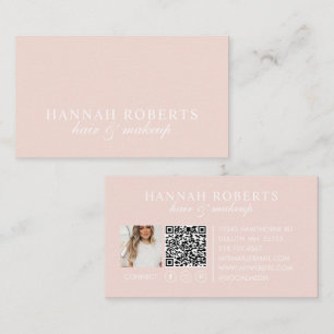 Carte De Visite Rouge rose écriture sociale code QR photo Maquilla