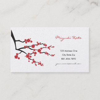 Carte De Visite Rouge Sakura Fleurs de printemps Cerisiers fleurs 