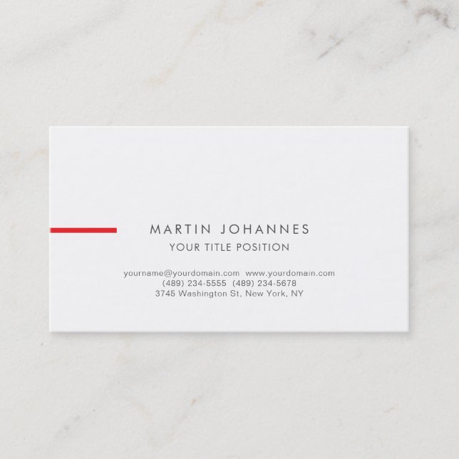Carte de visite rouge tendance noir blanc (Devant)