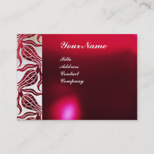 Carte De Visite ROUGE VELVET DAMASK TULIP MONOGRAMME Bourgogne Bla