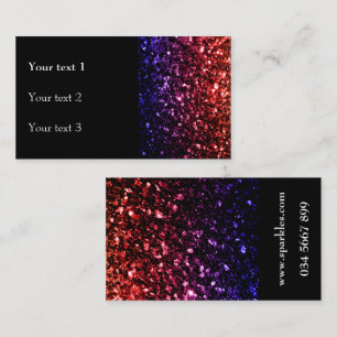 Carte De Visite Rouge violet faux brillant paillettes et noir