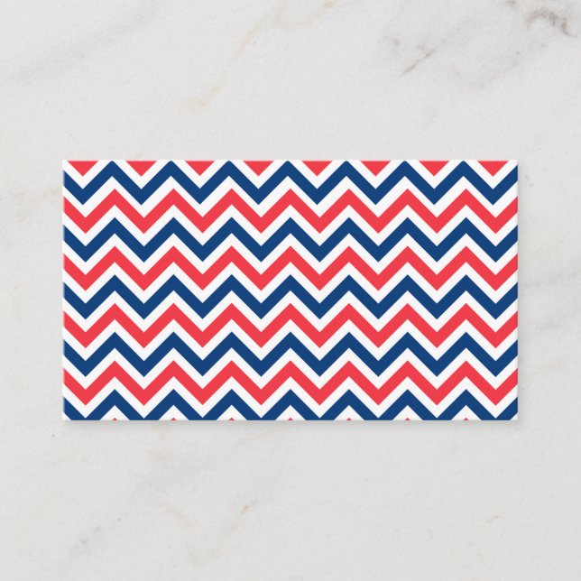 Carte De Visite Rouges Bleus Blancs Lignes Zig Zag Géométrique Bas (Devant)