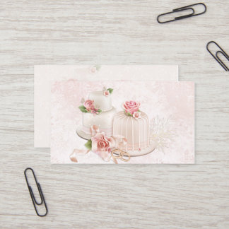 Carte De Visite Rougissent les gâteaux de mariage avec des roses,