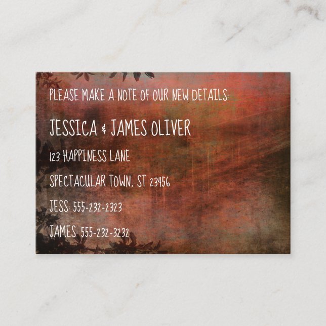 Carte De Visite Rouille et Grunge Brown Nous avons Déplacé la cart (Devant)