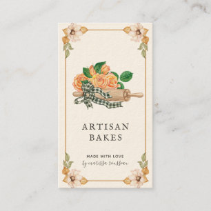 Carte De Visite Rouleau à pâtisserie de la boulangerie Floral Bake
