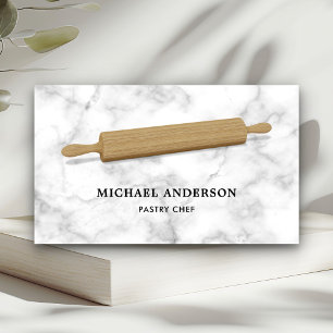 Carte De Visite Rouleau à pâtisserie en bois pour chef de cuisine 
