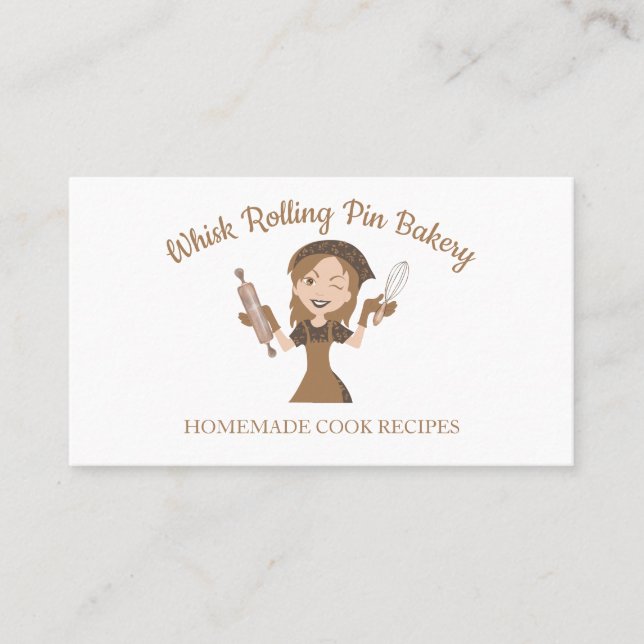 Carte De Visite Rouleau à pâtisserie Fouet de boulangerie Logo mar (Devant)