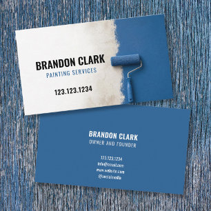 Carte De Visite Rouleau de peinture murale bleue demi-peint Design