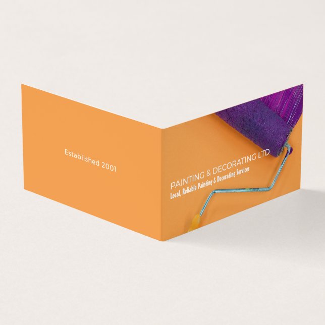 Carte De Visite Rouleau de peinture violet, Peintre & Décorateur P (Extérieur)