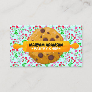 Carte De Visite Roulette à Pâtisserie Cookies Boulangerie Floral