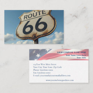 Carte De Visite Route 66 Signal Vintage et drapeau américain