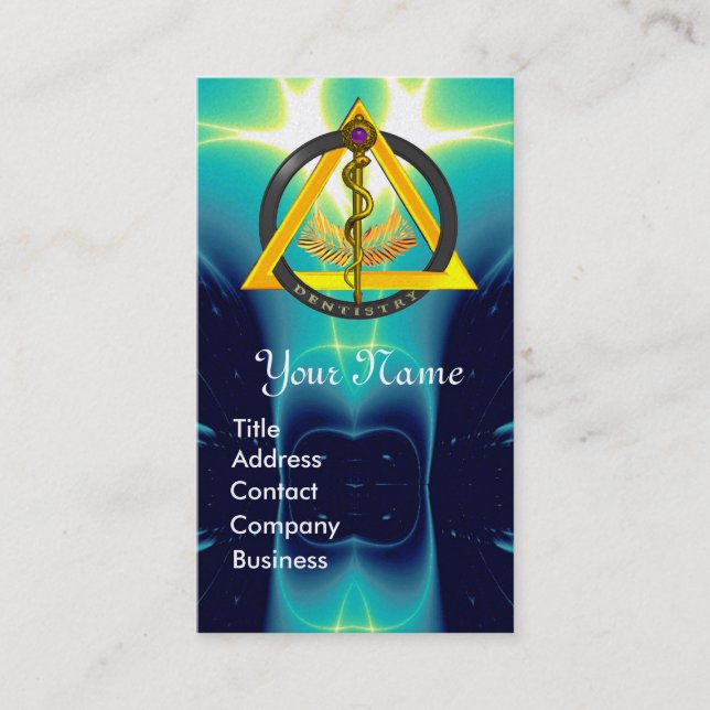 CARTE DE VISITE ROUTE DU MONOGRAMME DENTISTE ASCLEPIUS (Devant)