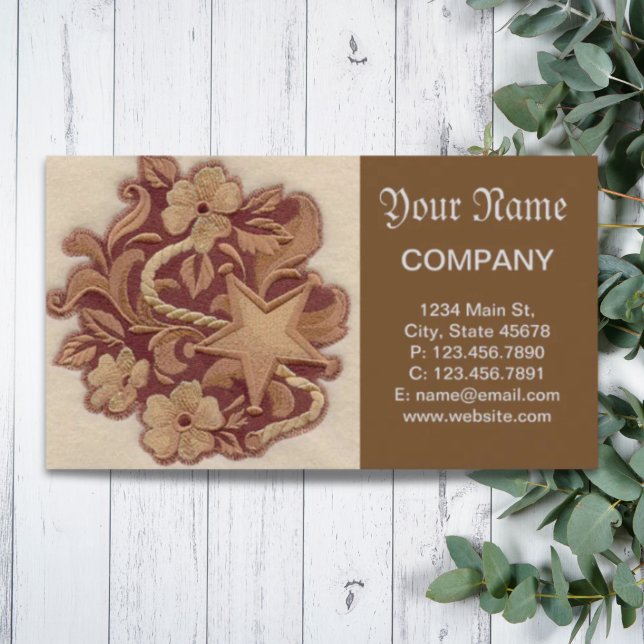 Carte De Visite roux rustique cowboy western country floral (rustic horseshoe cowboy western country floral business card)