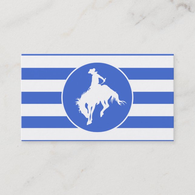 Carte De Visite Royal Blue and White Strips; Rodeo Cowboy (Devant)