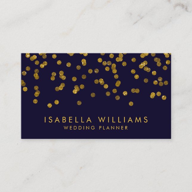 Carte de visite Royal Blue & Gold Foil Confetti (Devant)
