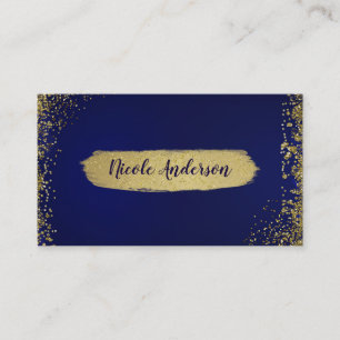 Carte De Visite Royal Dark Blue & Gold Parties scintillant Glam Mo