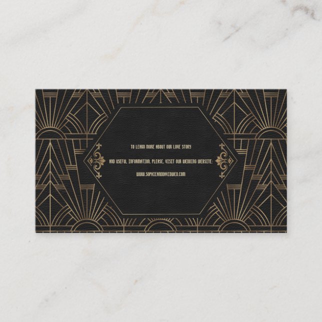 Carte De Visite Royal Gold Black Great Gatsby site Mariage (Devant)