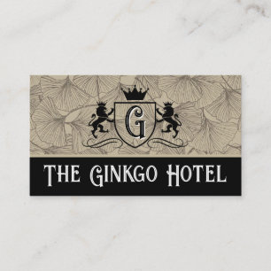 Carte De Visite Royal Lions Crest   Vintage Motif Ginkgo