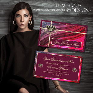 Carte De Visite Royal Pink Burgundy Gold Crown Luxe et Noble