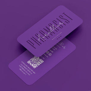 Carte De Visite Royal Purple Pharmacist Professionnel de la santé