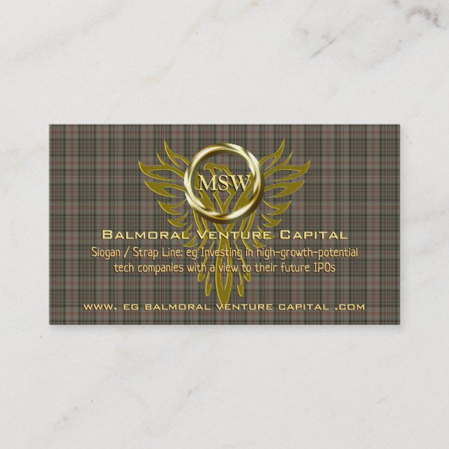 Carte De Visite Royal Tartan, Gold Ring, Venture Capitalist (Devant)