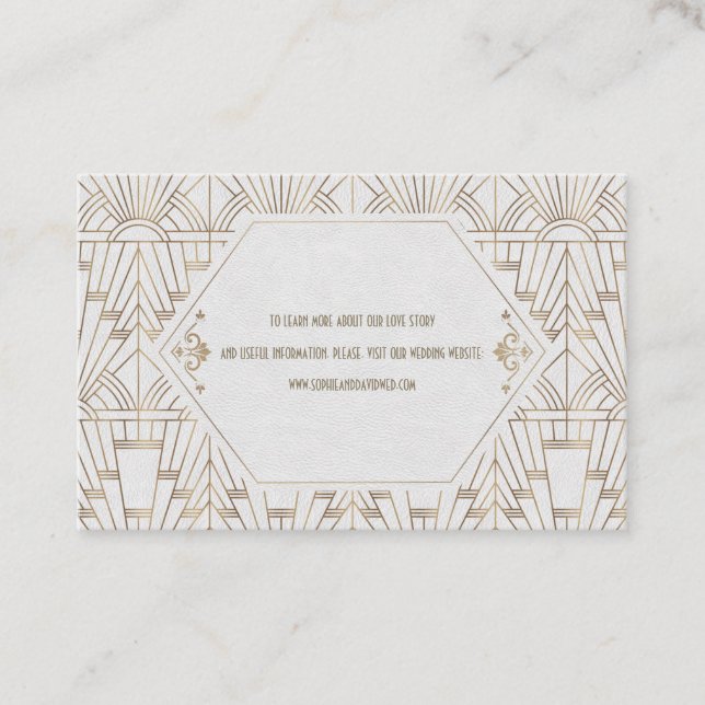 Carte De Visite Royal White Gold Great Gatsby site Mariage (Devant)