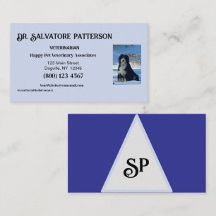 Carte de visite Royale bleue et blanche avec photo