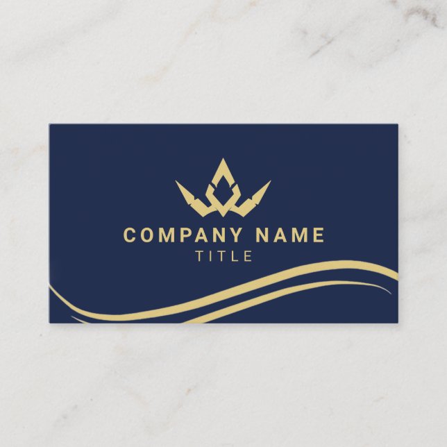 Carte de visite royale luxe bleu marine et or (Devant)