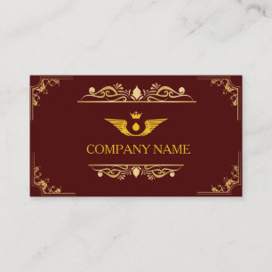 Carte De Visite Royale Marron et Or Ornemental de Luxe