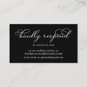 Carte De Visite RSVP en ligne pour mariage noir et blanc