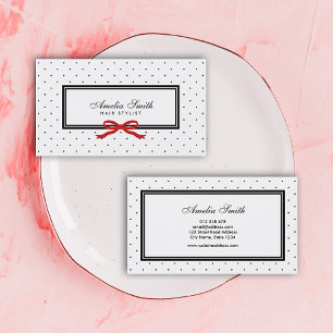 Carte De Visite Ruban blanc noir classique moderne de rouge de