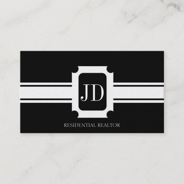 Carte De Visite Ruban résidentiel d'or d'immobiliers d'agent (Devant)
