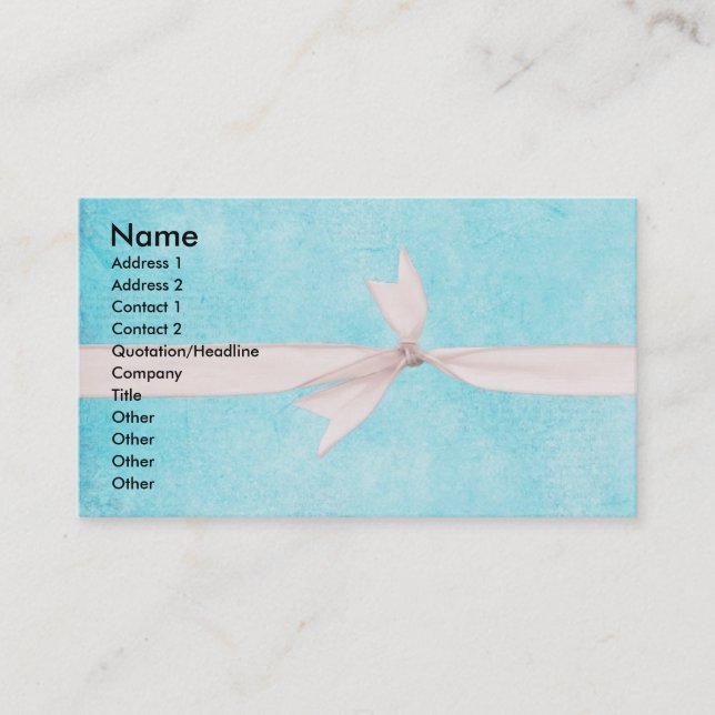 Carte De Visite Ruban sur Arrière - plan bleu Turquoise (Devant)