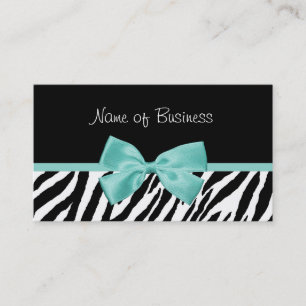 Carte De Visite Ruban Zebra Aqua Mint Noir et Blanc tendance