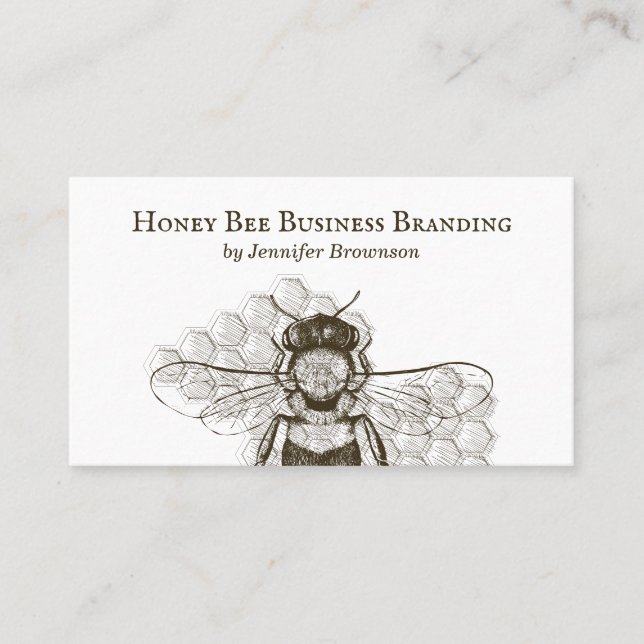 Carte De Visite Ruche Apiary Rétro Abeille Alvéole Simple (Devant)