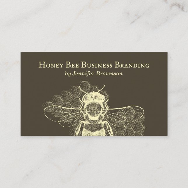 Carte De Visite Ruche Rétro à Abeille en Nid d'Abeille Simple Marr (Devant)